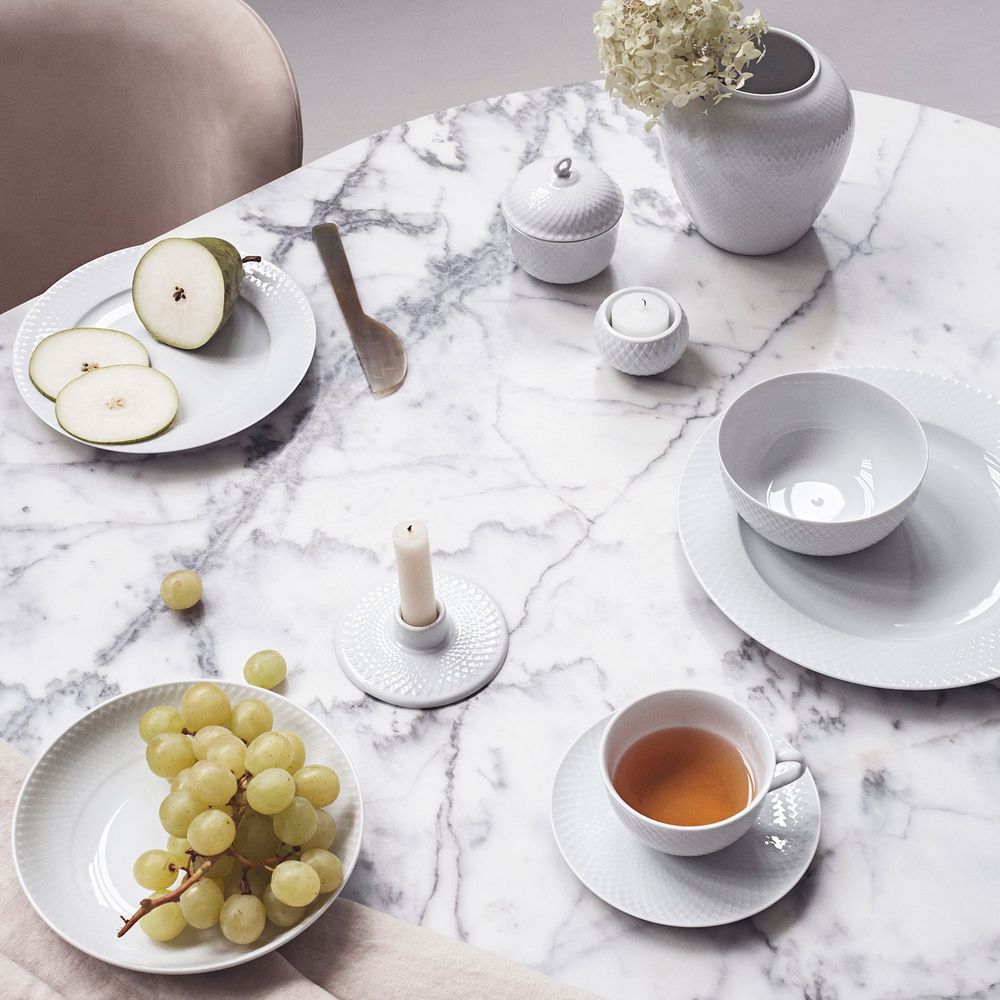 Lyngby Porcelæn Rhombe Skål Hvit 50 cl.