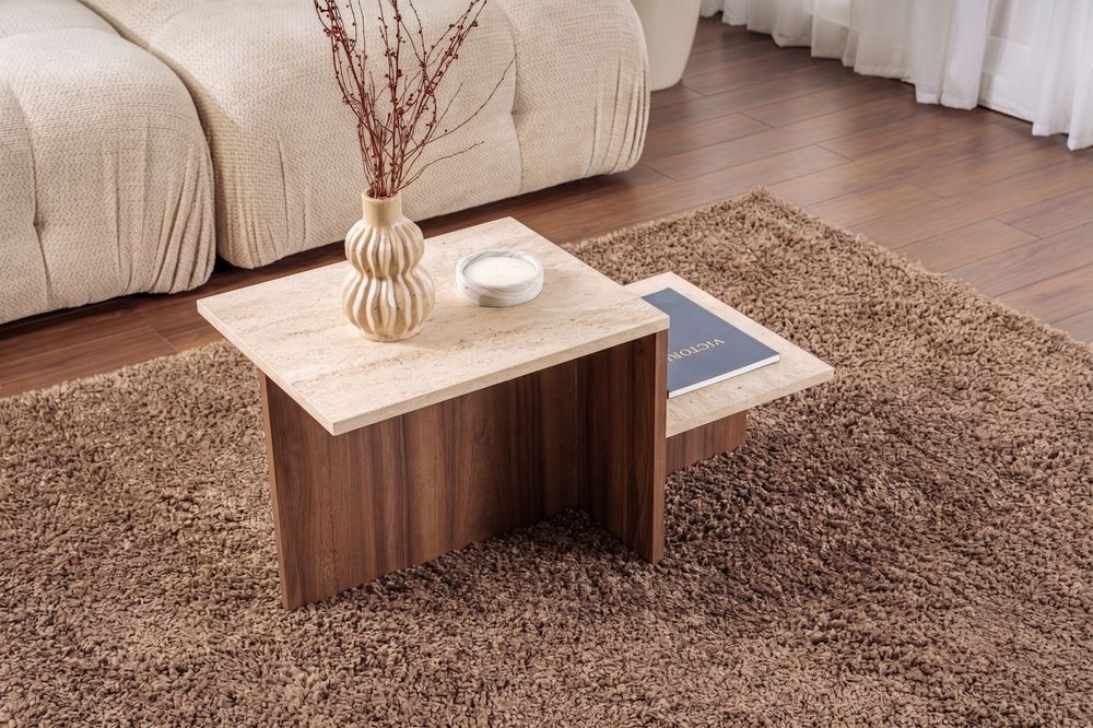Nordure Harmony salongbord – Travertine / Venezia Walnut