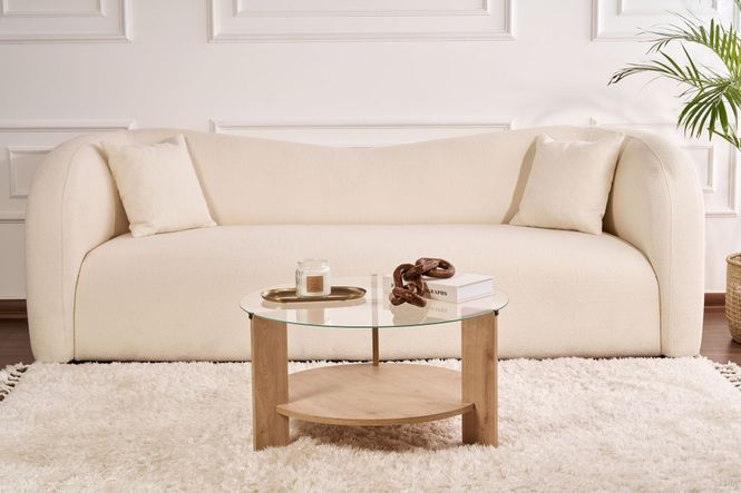 Hovedbilde Nordure Clara sofabord – Sapphire Oak/transparent