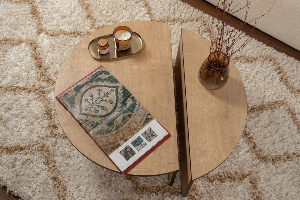 Nordure Orion sofabord – Honey Oak / svart