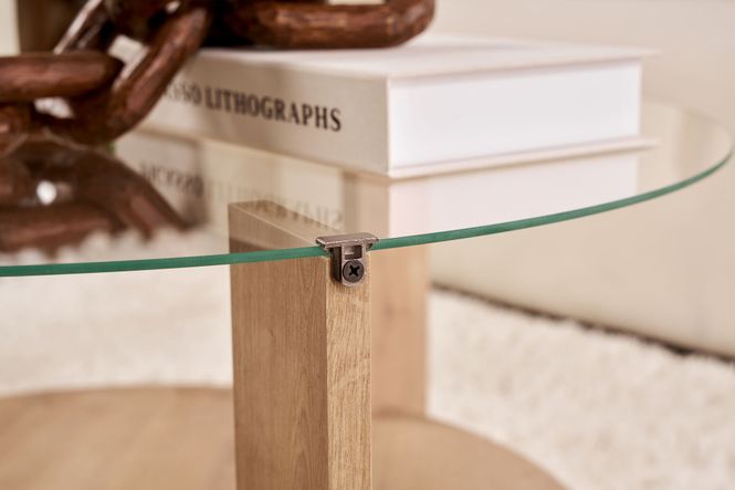 Hovedbilde Nordure Clara sofabord – Sapphire Oak/transparent
