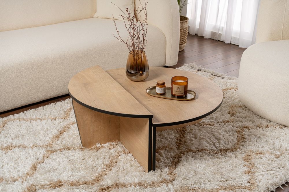 Nordure Orion sofabord – Honey Oak / svart