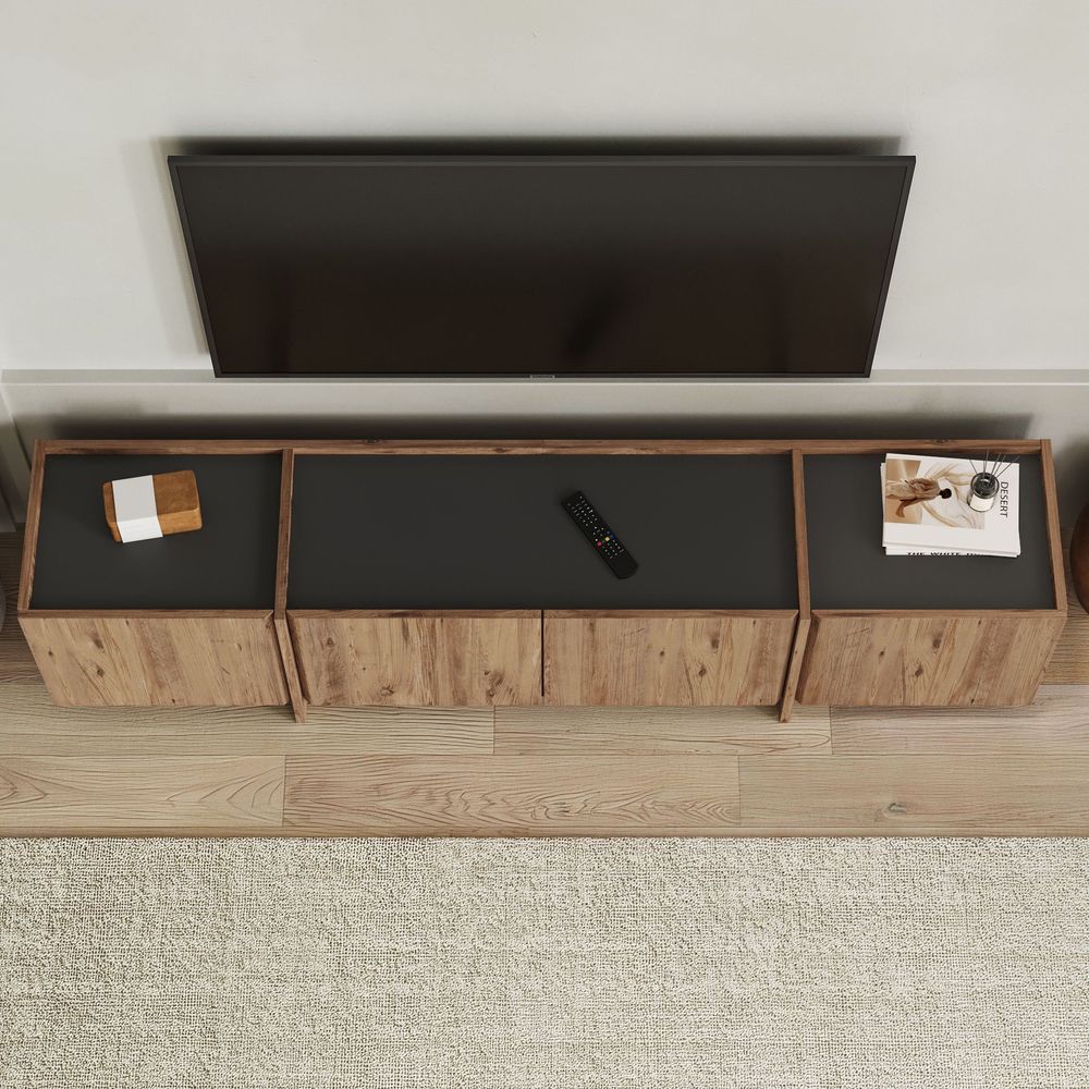 Nordure Lowen TV-benk – Atlantic Pine/antrasitt