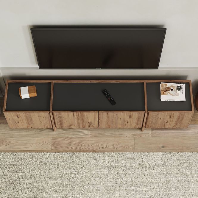 Hovedbilde Nordure Lowen TV-benk – Atlantic Pine/antrasitt