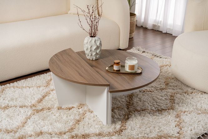 Hovedbilde Nordure Orion sofabord – Venezia Walnut / hvit