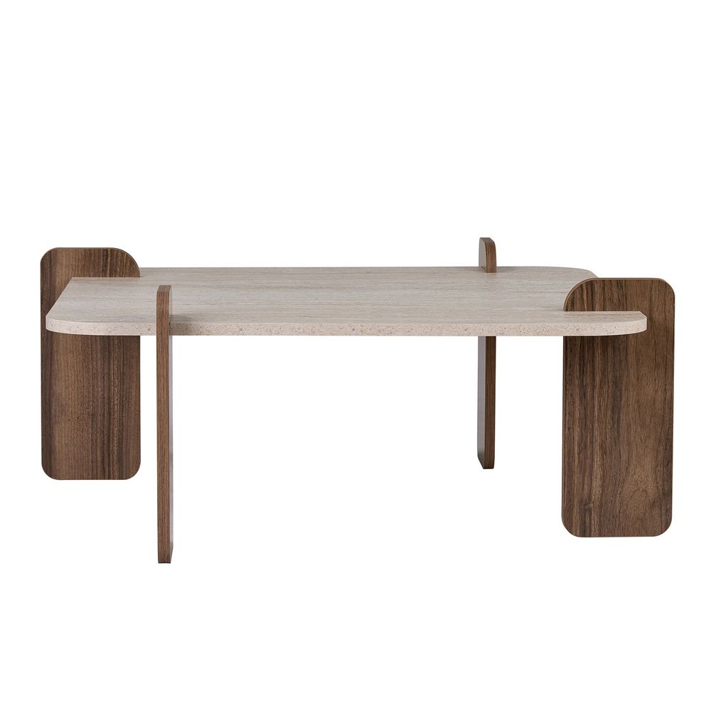 Nordure Marais sofabord – Travertine/Venezia Walnut