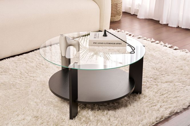 Hovedbilde Nordure Clara sofabord – Wood Black / transparent