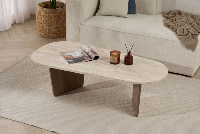 Hovedbilde Nordure Ovalis sofabord – Travertine/Venezia ...