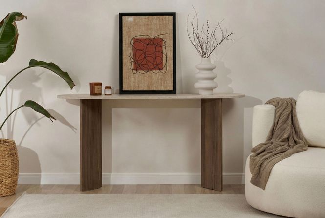 Hovedbilde Nordure Sira skjenk – Travertine/Venezia Walnut