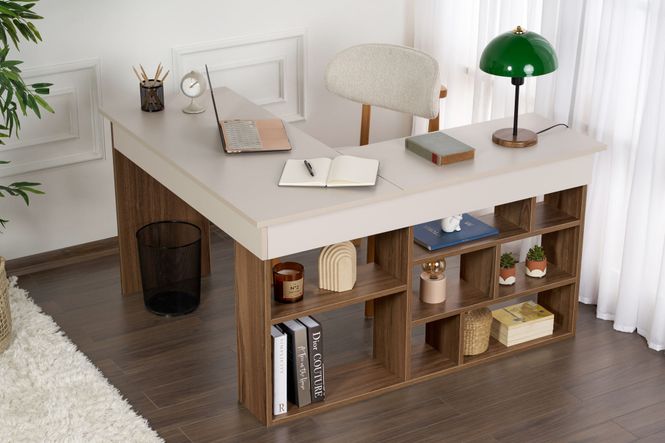 Hovedbilde Nordure Vesper skrivebord – Cashmere/Walnut