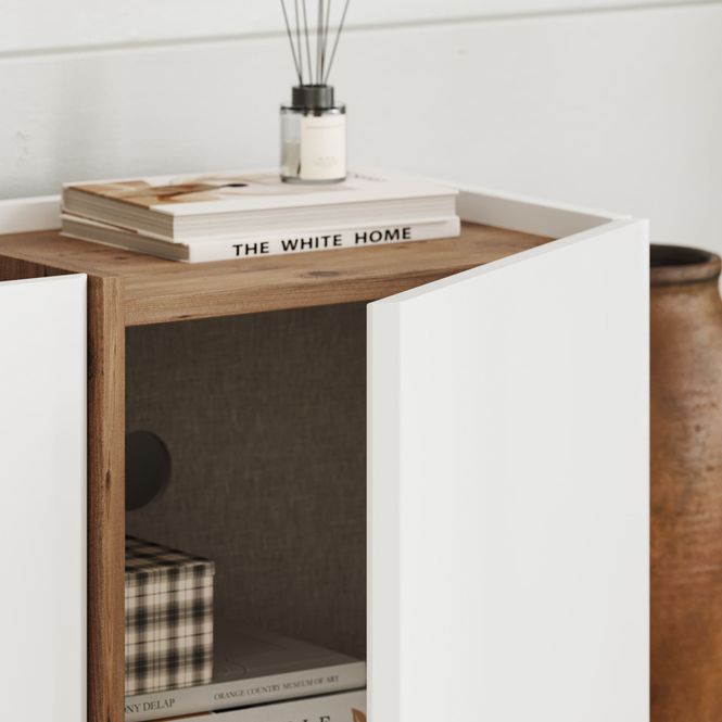 Hovedbilde Nordure Lowen TV-benk – hvit/Atlantic Pine