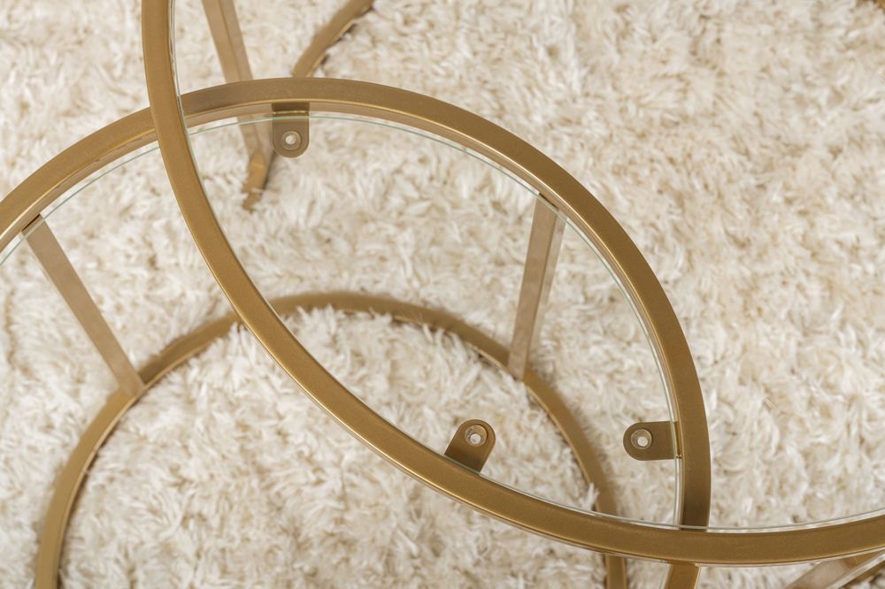 Nordure Aurum sofabordsett – 60 / 42 / gull / transparent