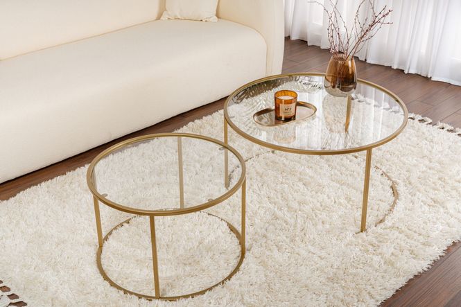 Hovedbilde Nordure Aurum sofabordsett – 80 / 60 / gull / ...