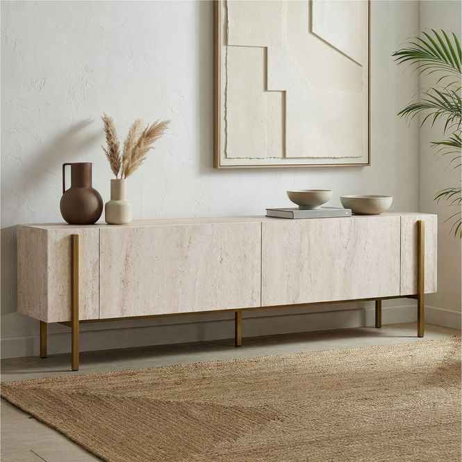 Hovedbilde Nordure Nexus TV-benk – Travertine / gull