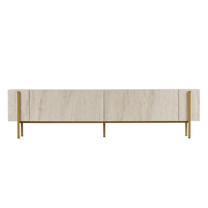 Hovedbilde Nordure Nexus TV-benk – Travertine / gull