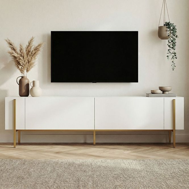 Hovedbilde Nordure Nexus TV-benk – hvit / gull