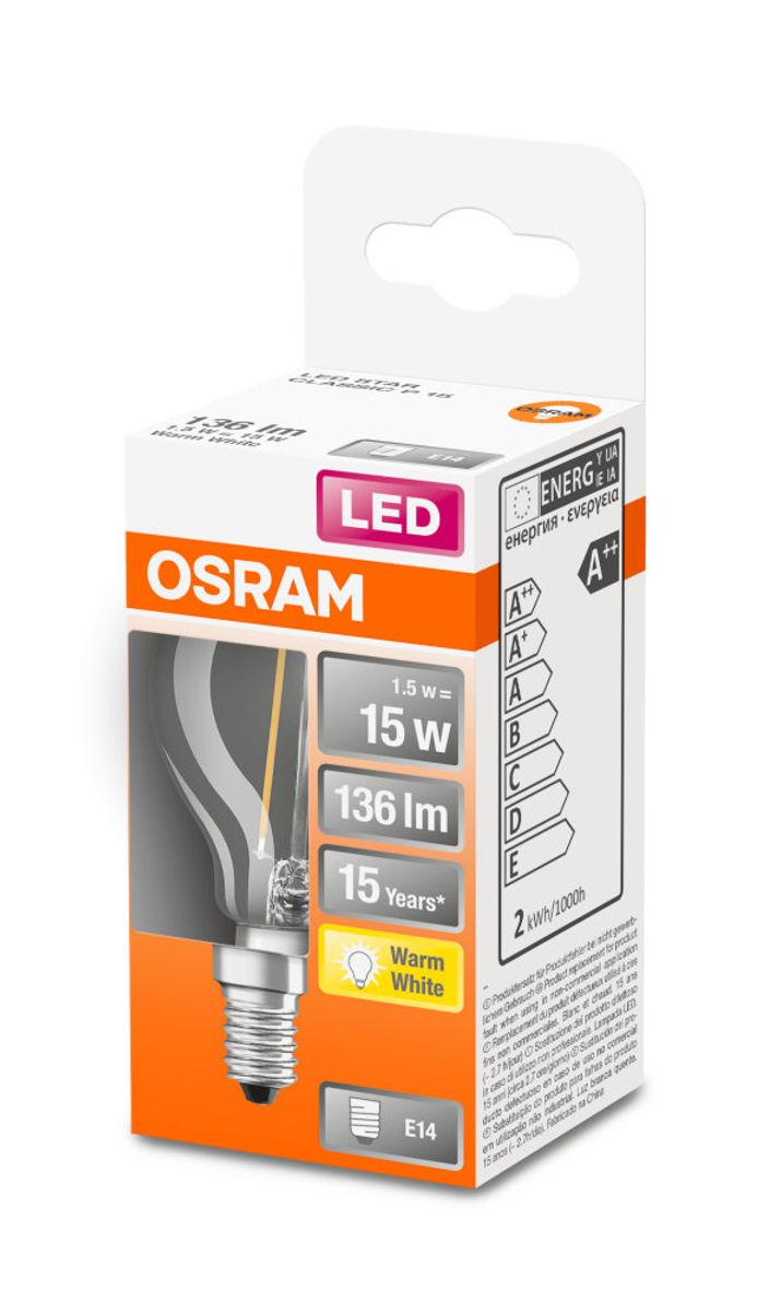 Osram Lyspære LED P15 E14, klar, Illum