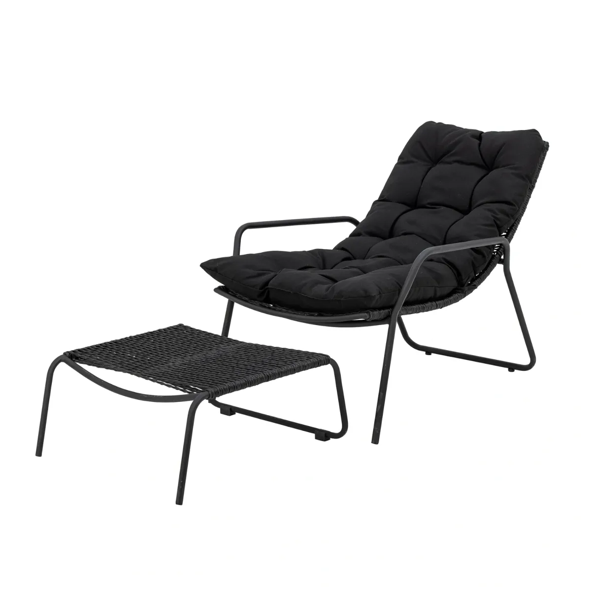 Bloomingville Boel Loungestol med Fotskammel Sort