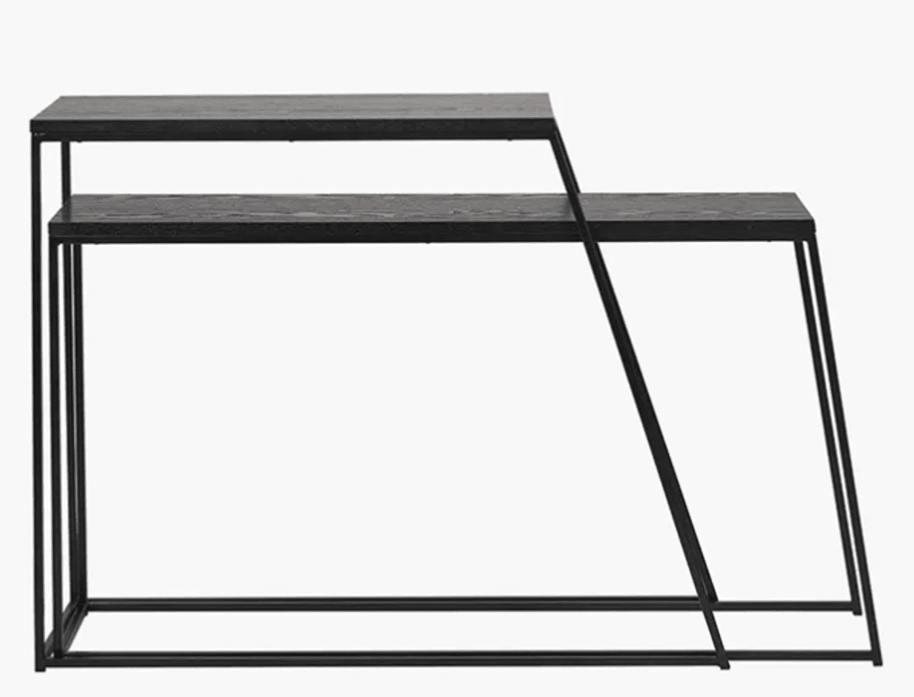 Trend Collection Konsollbord 2 stk Svart Metall og Eikefiner