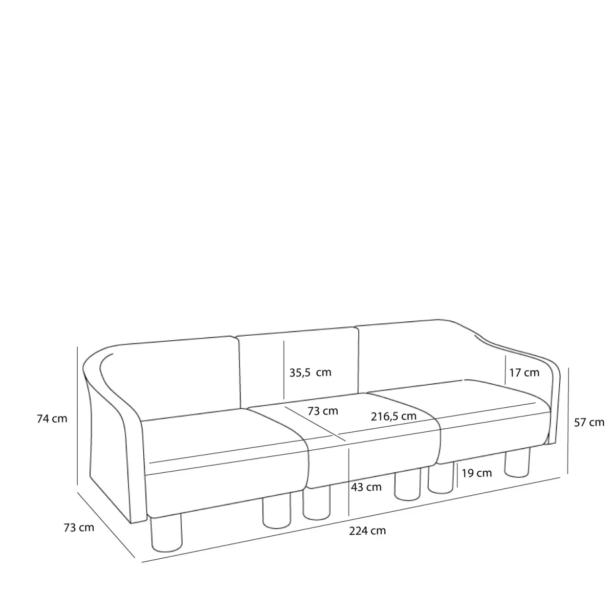 Hübsch Elegance Sofa Mørk Blå