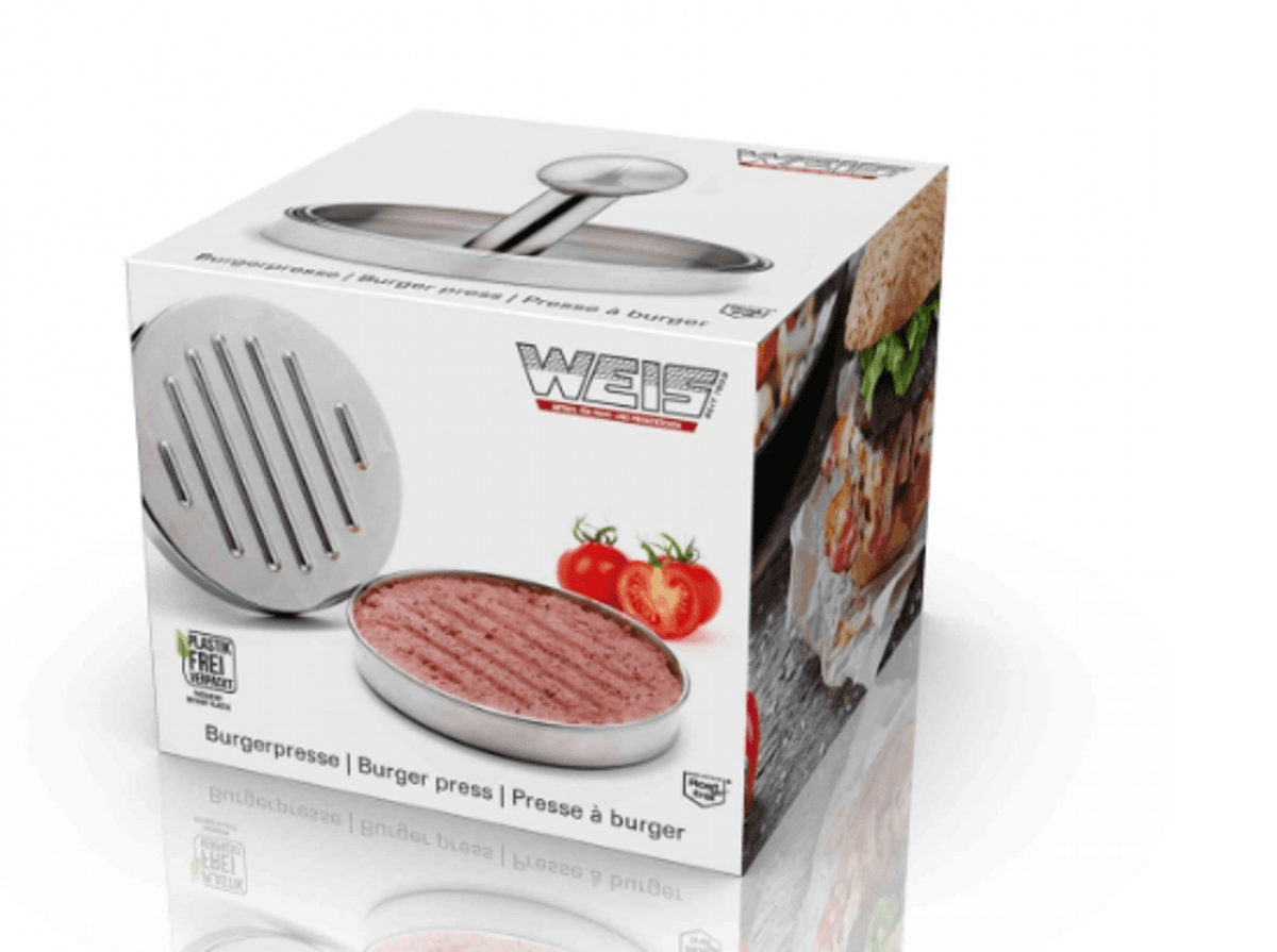 Karl Weis Hamburgerpresse i rustfritt stål – ca. 160 g