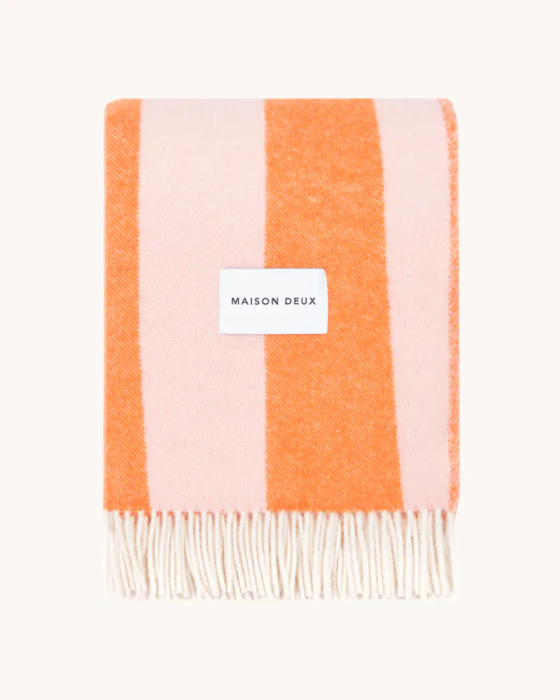 Maison Deux Rough Stripe Pledd Rosa/Orange