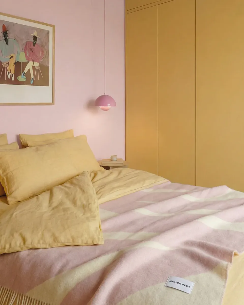 Maison Deux Swirl Pledd Krem/Rosa