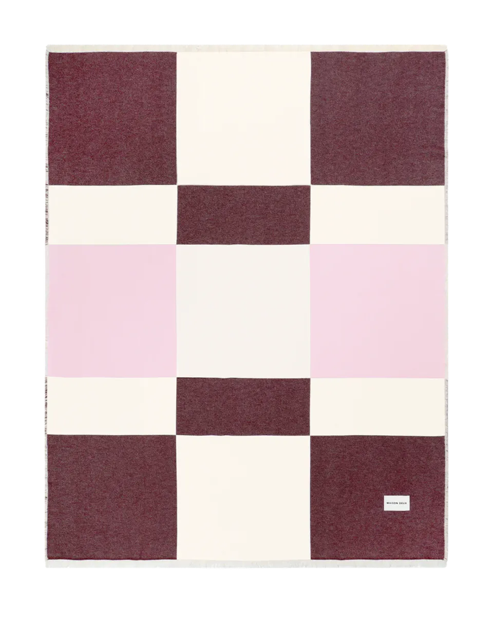 Maison Deux Check Bold Pledd Burgunder/Rosa
