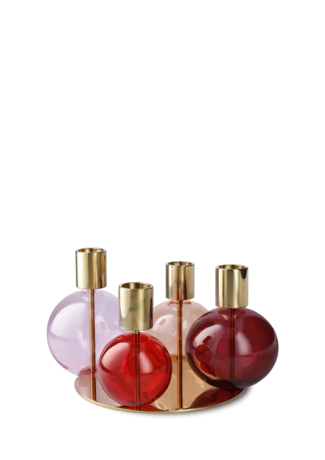 Hovedbilde Holmegaard Bubble 4-Armet Lysestake Rosa/Rød