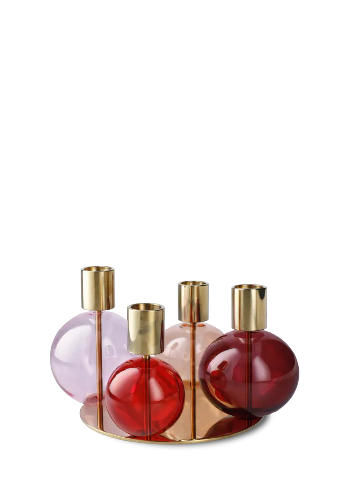 Holmegaard Bubble 4-Armet Lysestake Rosa/Rød
