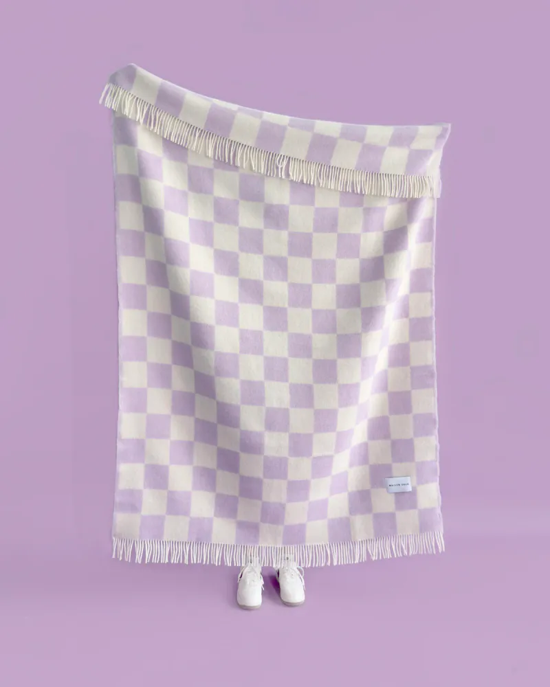 Maison Deux Checkerboard Pledd Hvit/Lilla