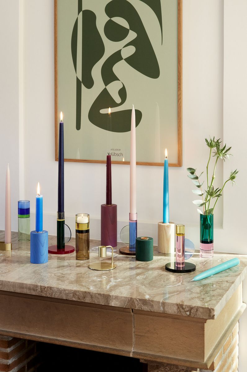Hübsch Astra Telysholder/Vase Grønn/Blå