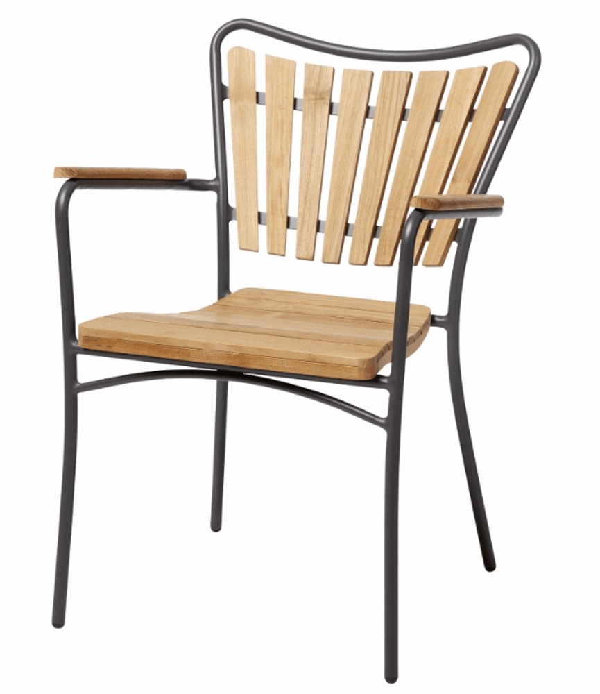 Cinas Ellen Set, Teak og Antracit Aluminium Ø110 + 4 Stoler