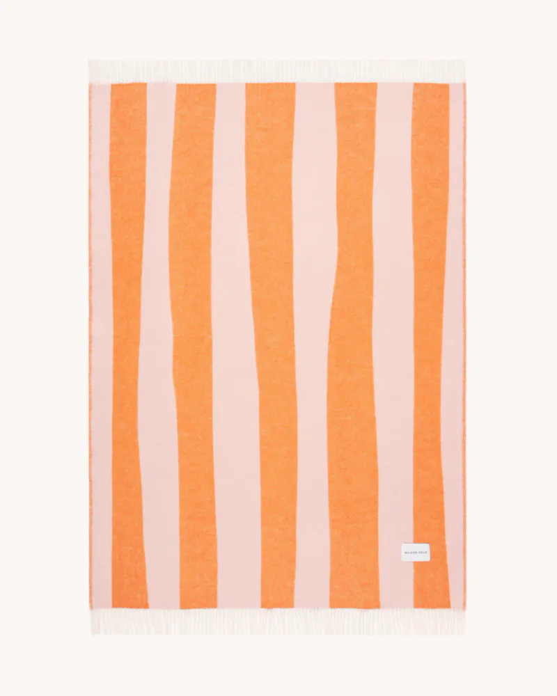 Maison Deux Rough Stripe Pledd Rosa/Orange