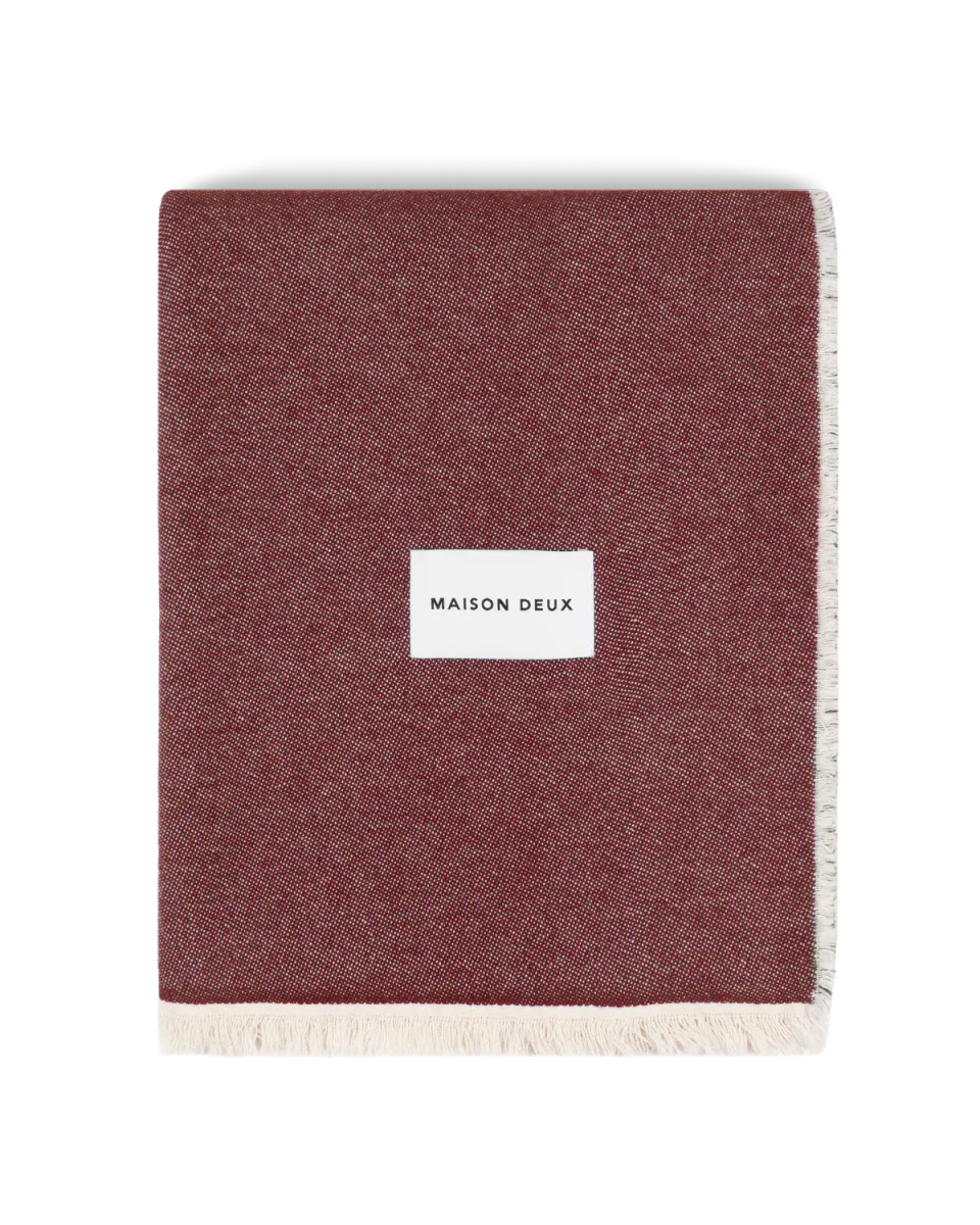 Maison Deux Check Bold Pledd Burgunder/Rosa