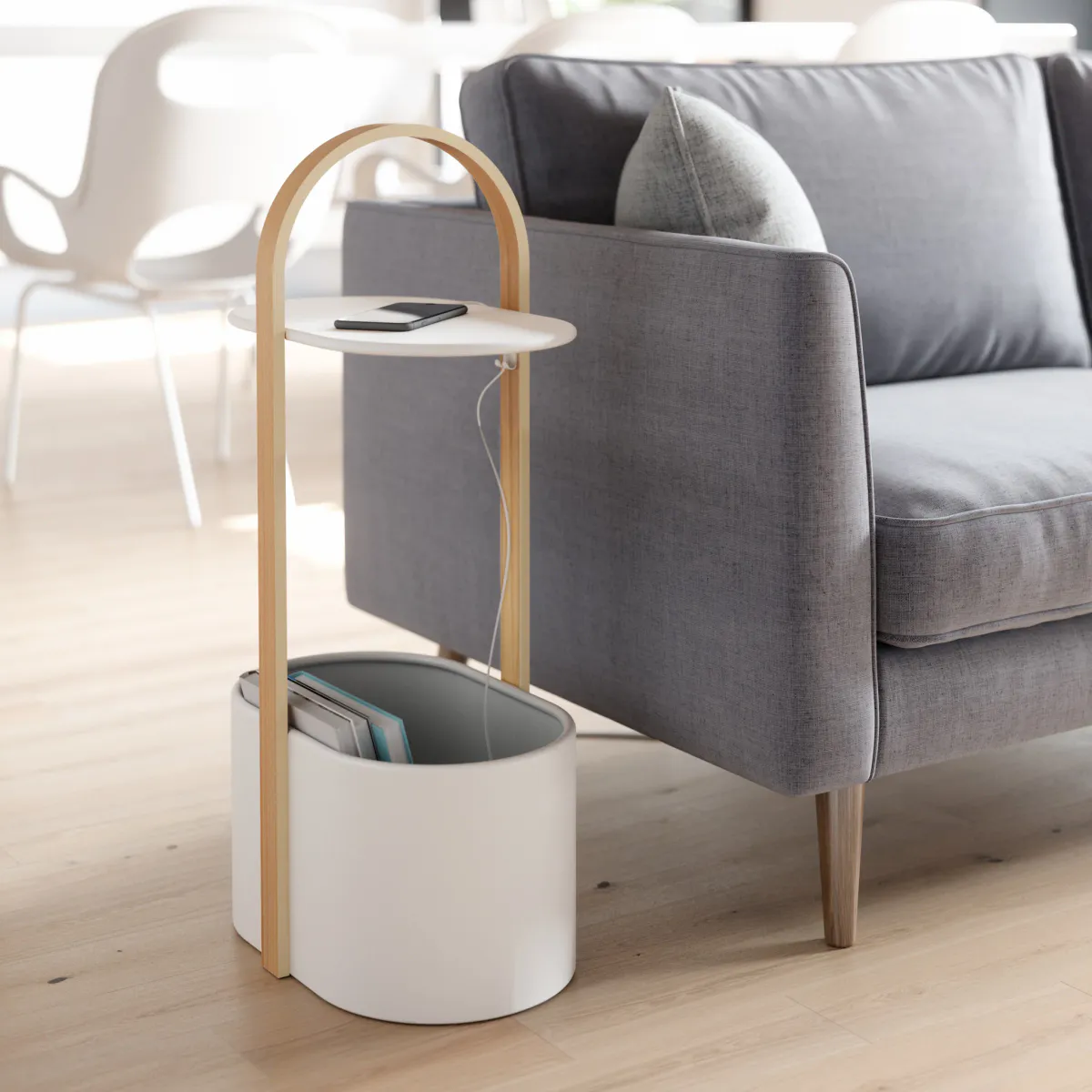 Umbra Bellwood sidebord med oppbevaring hvit natur