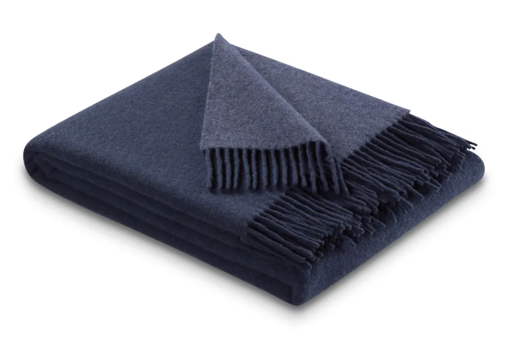 Biederlack Kasjmirpledd 130x170 cm Marineblå/Denim