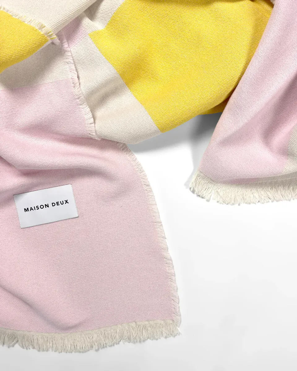 Maison Deux Check Bold Pledd Rosa/Gul
