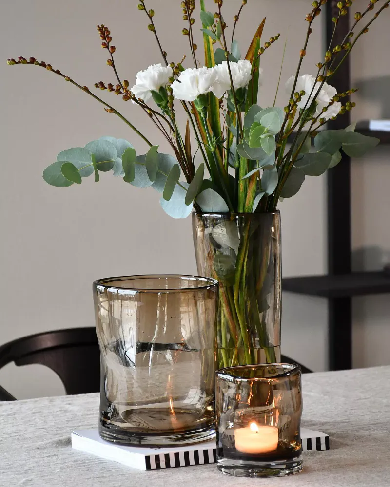Hadeland Glassverk Sine Vase H20,5 cm Kakao