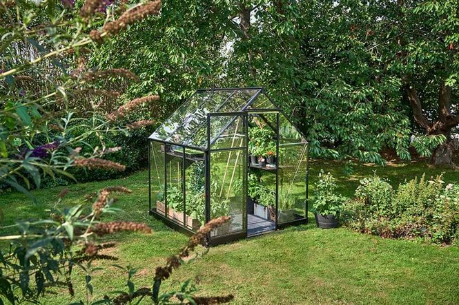 Hovedbilde Halls Drivhus Qube 6 Herdet Glass Sort 3,6 m²