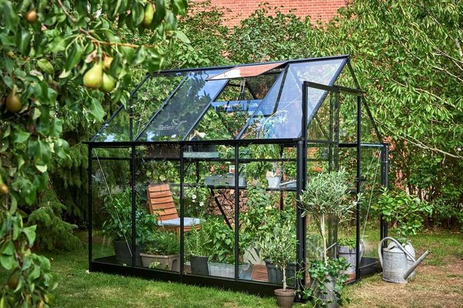 Hovedbilde Halls Drivhus Qube 6 Herdet Glass Sort 4,7 m²