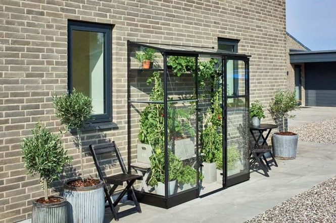 Hovedbilde Halls Drivhus Qube Lean-to Herdet Glass Sort 1,2 ...