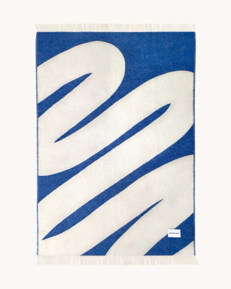 Maison Deux Swirl Pledd Blå/Hvit