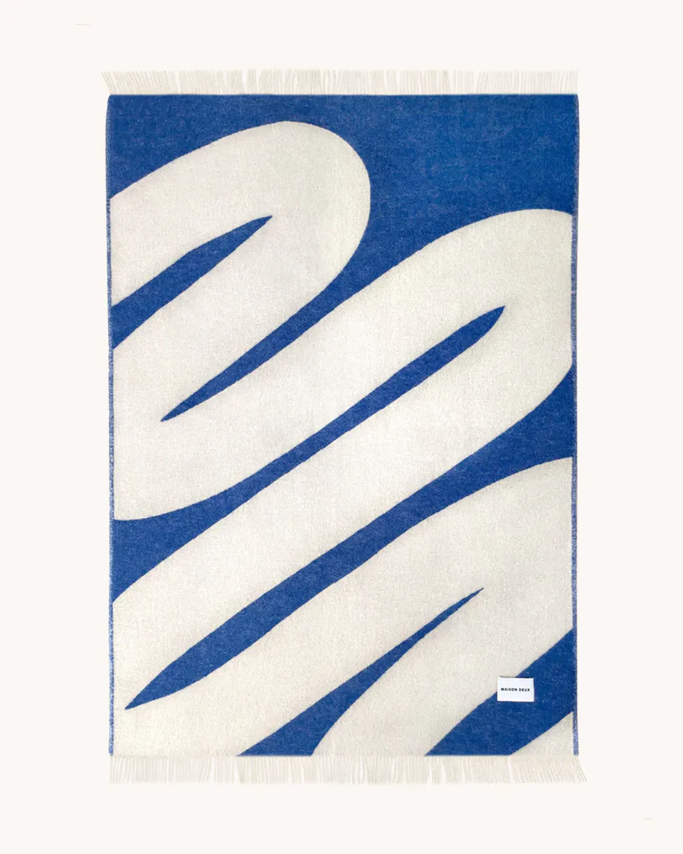 Maison Deux Swirl Pledd Blå/Hvit