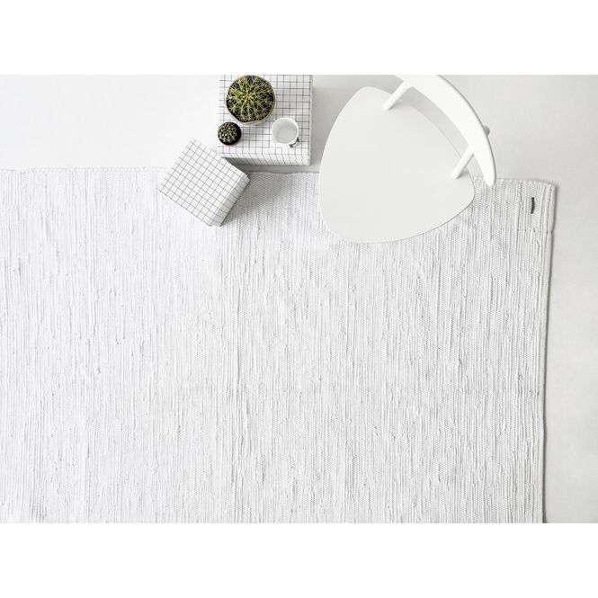 Hovedbilde Rug Solid Bomullsteppe Hvit 65x135 cm