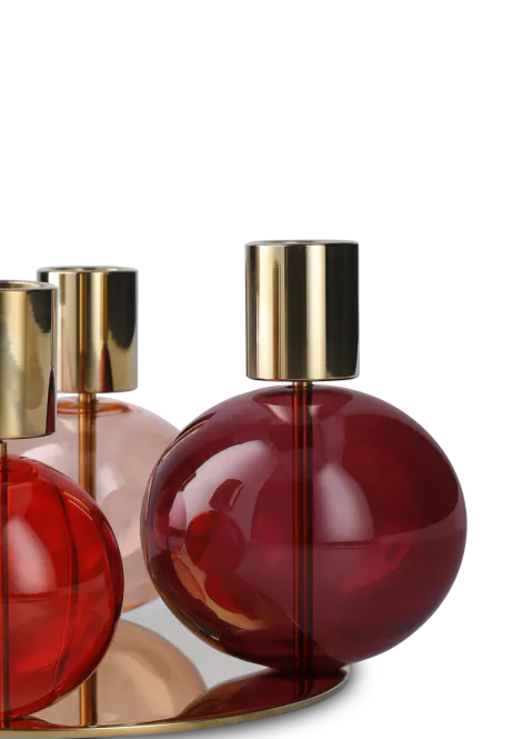 Hovedbilde Holmegaard Bubble 4-Armet Lysestake Rosa/Rød
