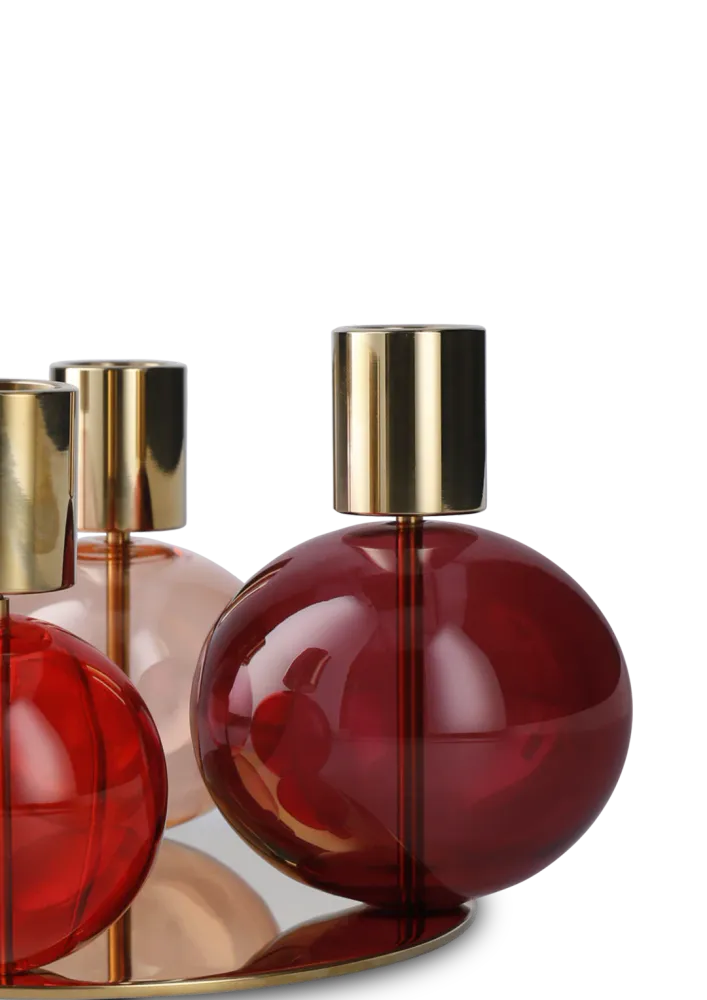 Holmegaard Bubble 4-Armet Lysestake Rosa/Rød