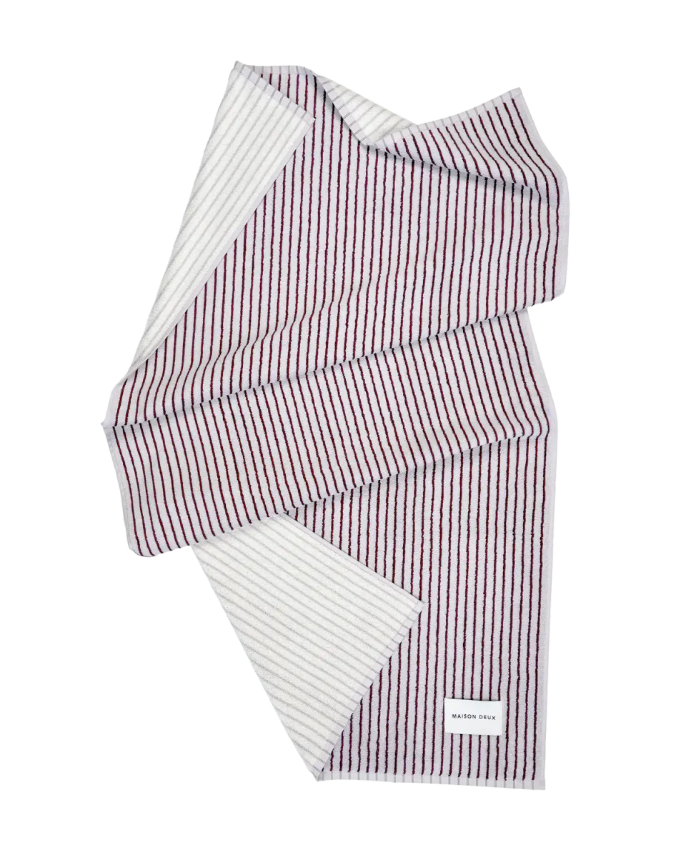 Maison Deux Dual Stripe Badehåndkle Lilac Bordo 70x140 cm