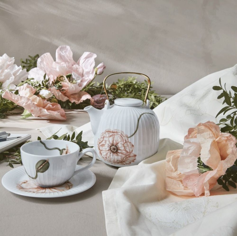 Kähler Poppy Tekopp m/ skål Hvit 38 cl