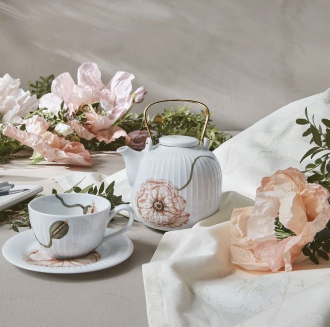 Hovedbilde Kähler Poppy Tekopp m/ skål Hvit 38 cl